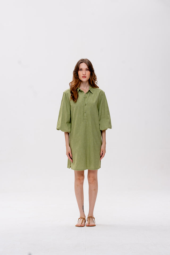 Chemise Curta Maré Alta Verde Caranguejo Laranja