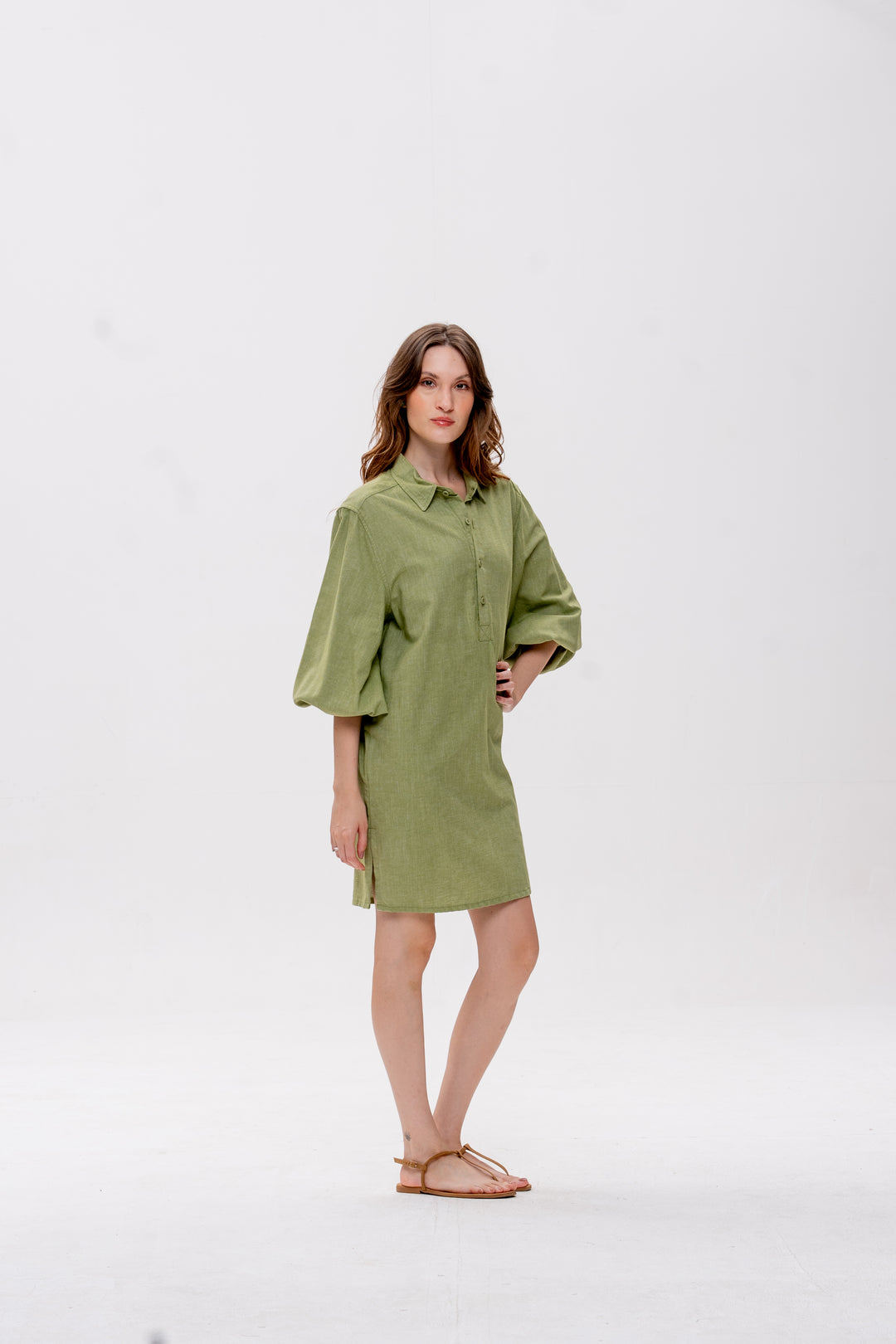 Chemise Curta Maré Alta Verde Caranguejo Laranja
