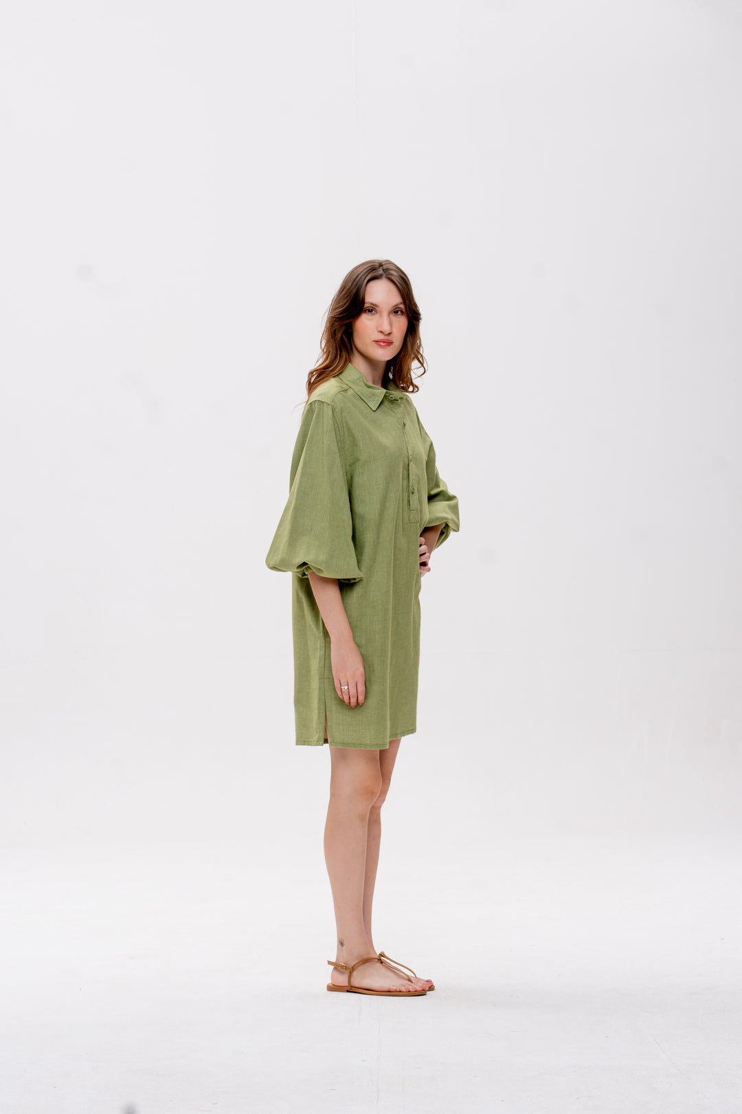 Chemise Curta Maré Alta Verde Caranguejo Laranja