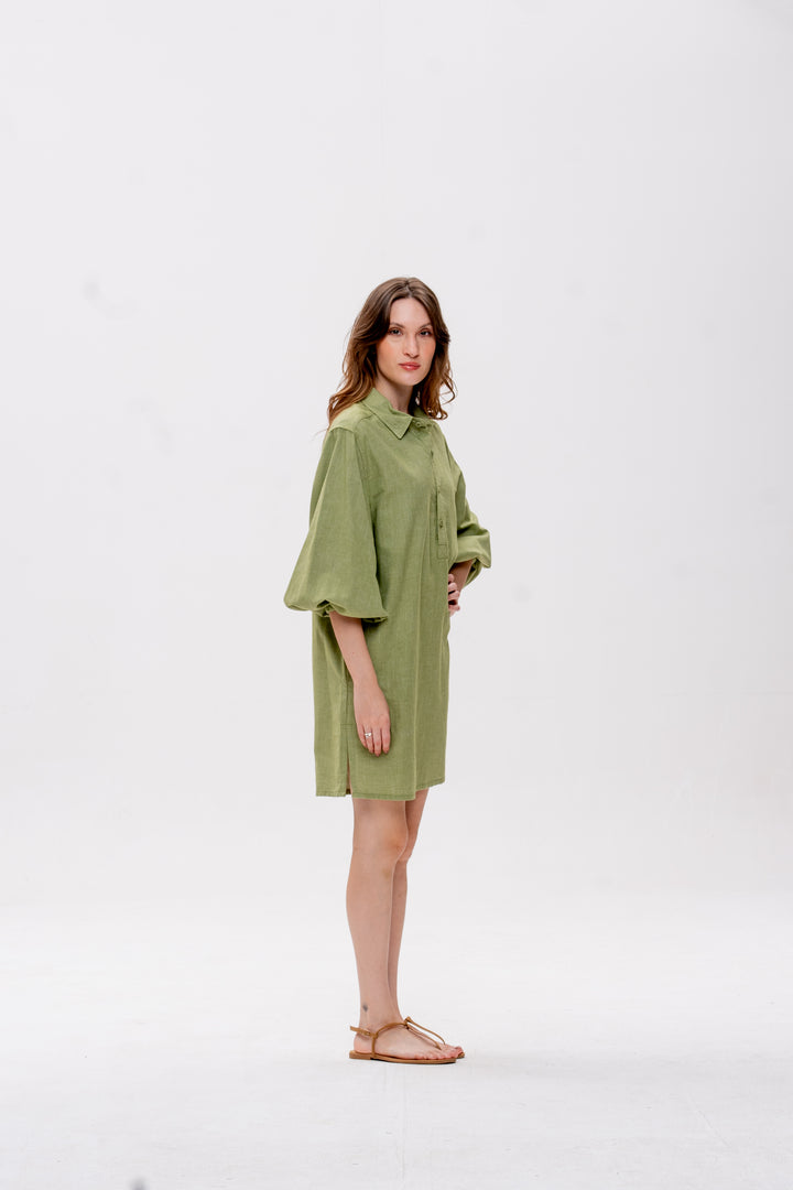Chemise Curta Maré Alta Verde Caranguejo Laranja