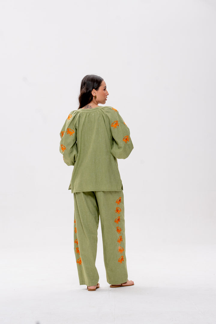 Calça Maré Alta Verde Caranguejo Laranja