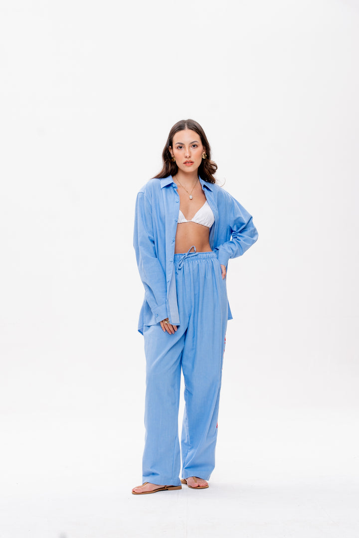 Calça Maré Alta Azul Caranguejo Vermelho