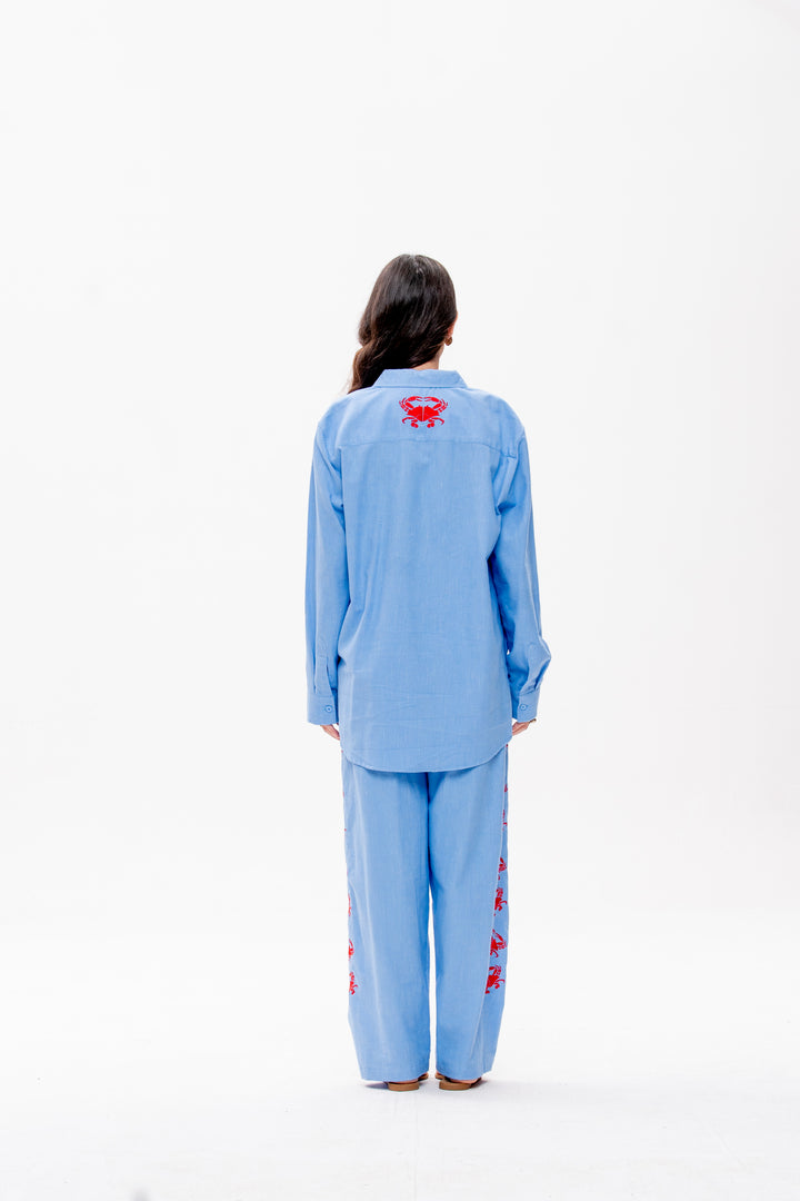 Calça Maré Alta Azul Caranguejo Vermelho