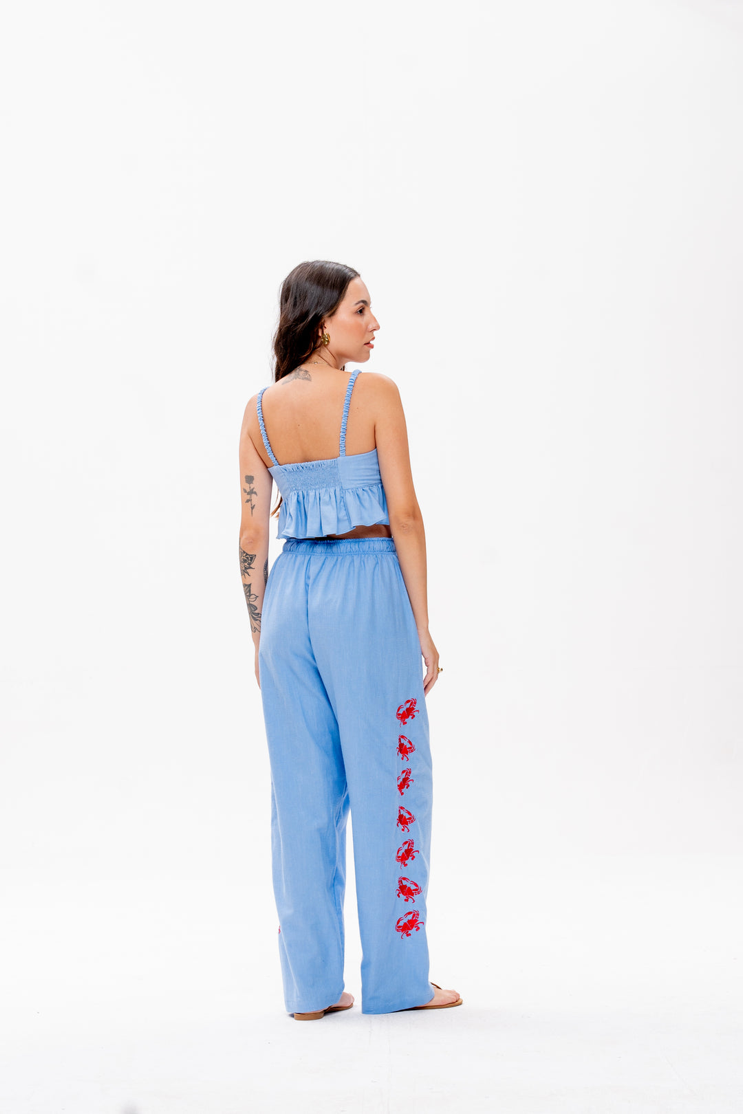 Calça Maré Alta Azul Caranguejo Vermelho