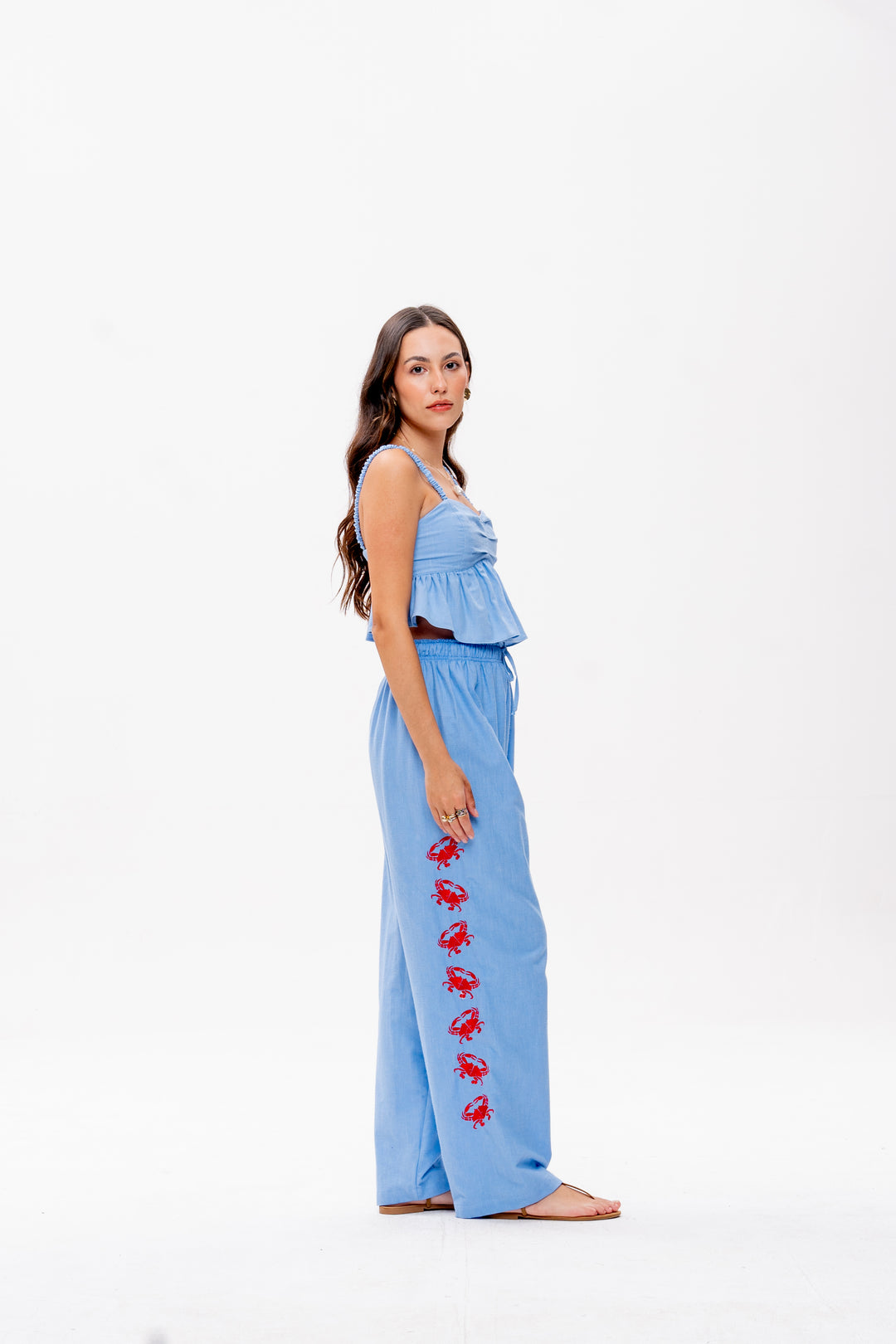 Calça Maré Alta Azul Caranguejo Vermelho