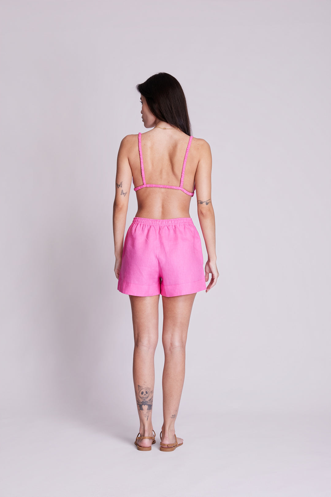 Shorts Cocar Linho Rosa Pink