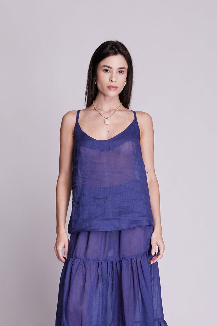 Brigite Green Linen Gauze Skirt