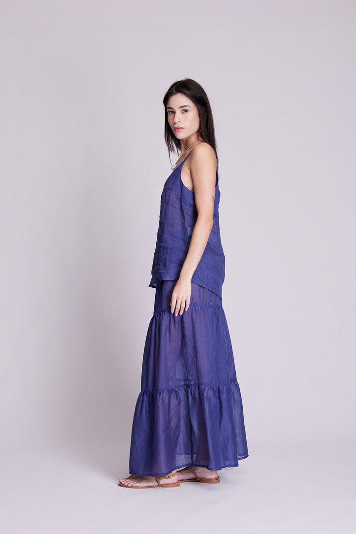 Brigite Green Linen Gauze Skirt