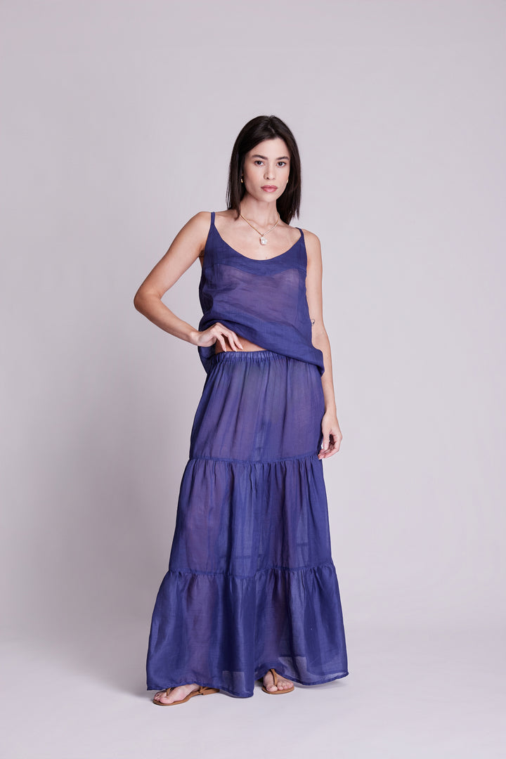 Brigite Green Linen Gauze Skirt