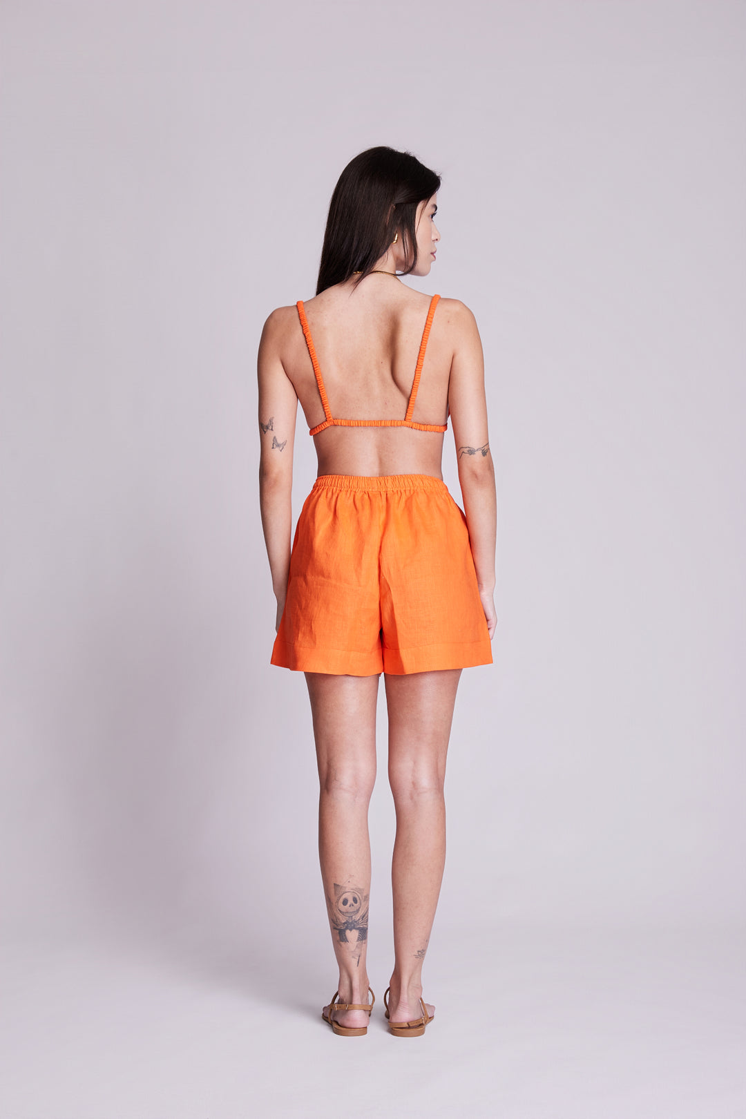 Shorts Cocar Linho Laranja