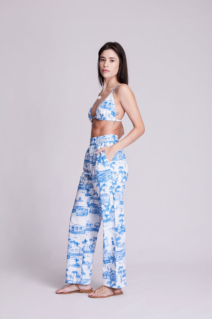 Top Cortininha Trancoso Azul Caribe