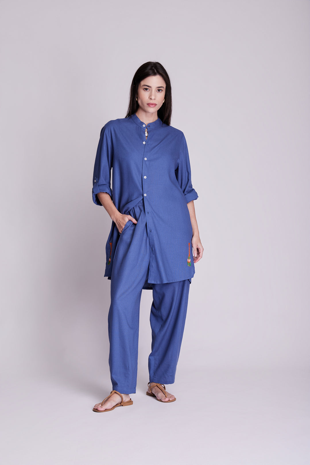 Calça Slouchy Cotidiano Azul Índigo