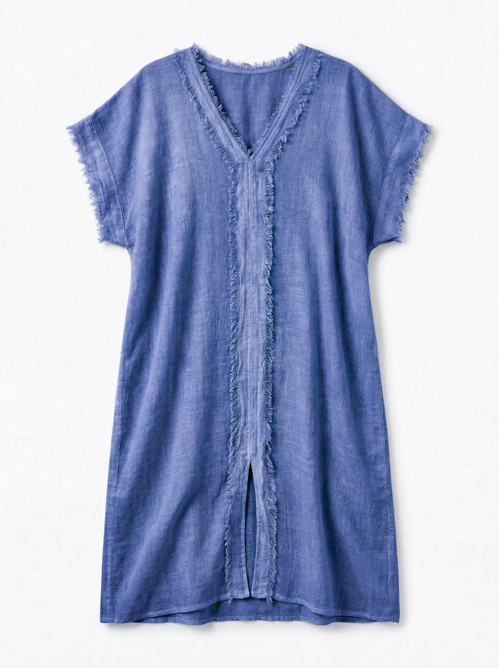 Kaftan Gaia Gaze de Linho Azul Anil