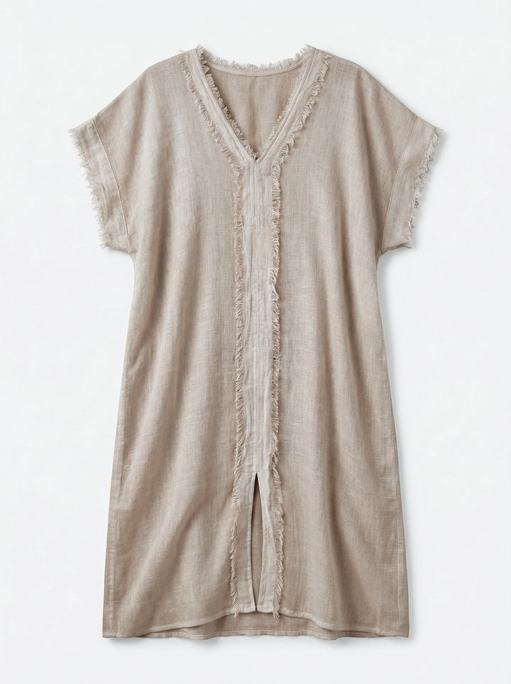 Kaftan Gaia Gaze de Linho Bege