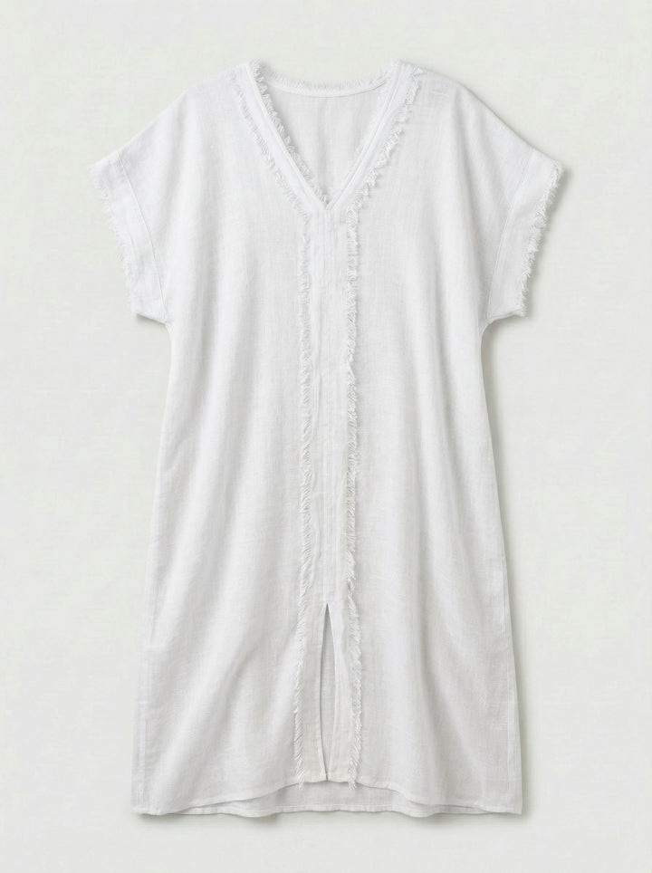 Kaftan Gaia Gaze de Linho Branco