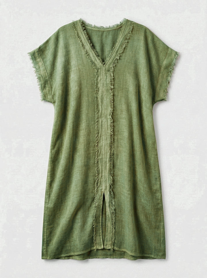 Kaftan Gaia Gaze de Linho Verde Oliva