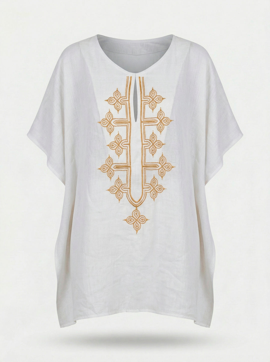 Blusa Flora Rami Branco Bordado Dourado