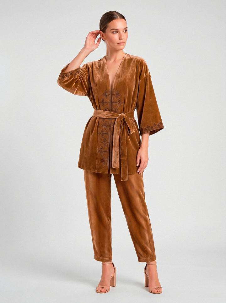 Calça Slouchy Antonella Veludo Caramelo
