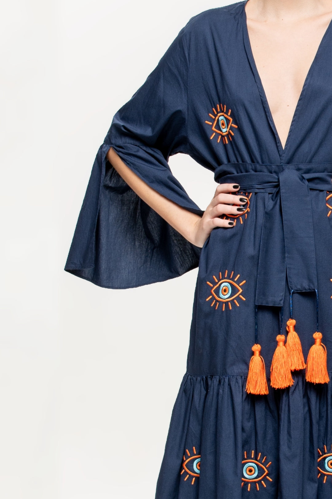 Kimono Proteção Azul Marinho com Laranja