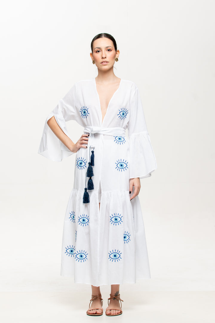 Kimono Proteção Branco com Azul