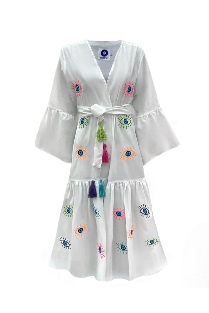 Kimono Proteção Branco com Olhos Coloridos