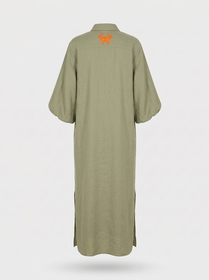 Chemise Longa Maré Alta Verde Caranguejo Laranja