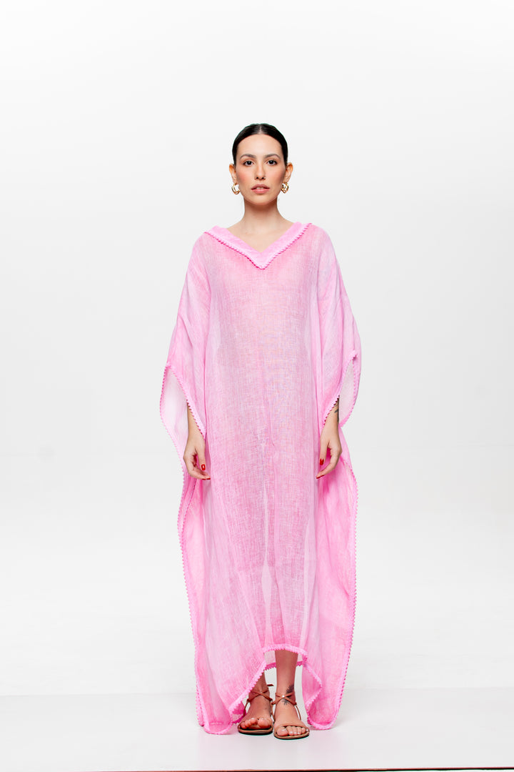 Kaftan Trancoso Longo Rosa Chiclete