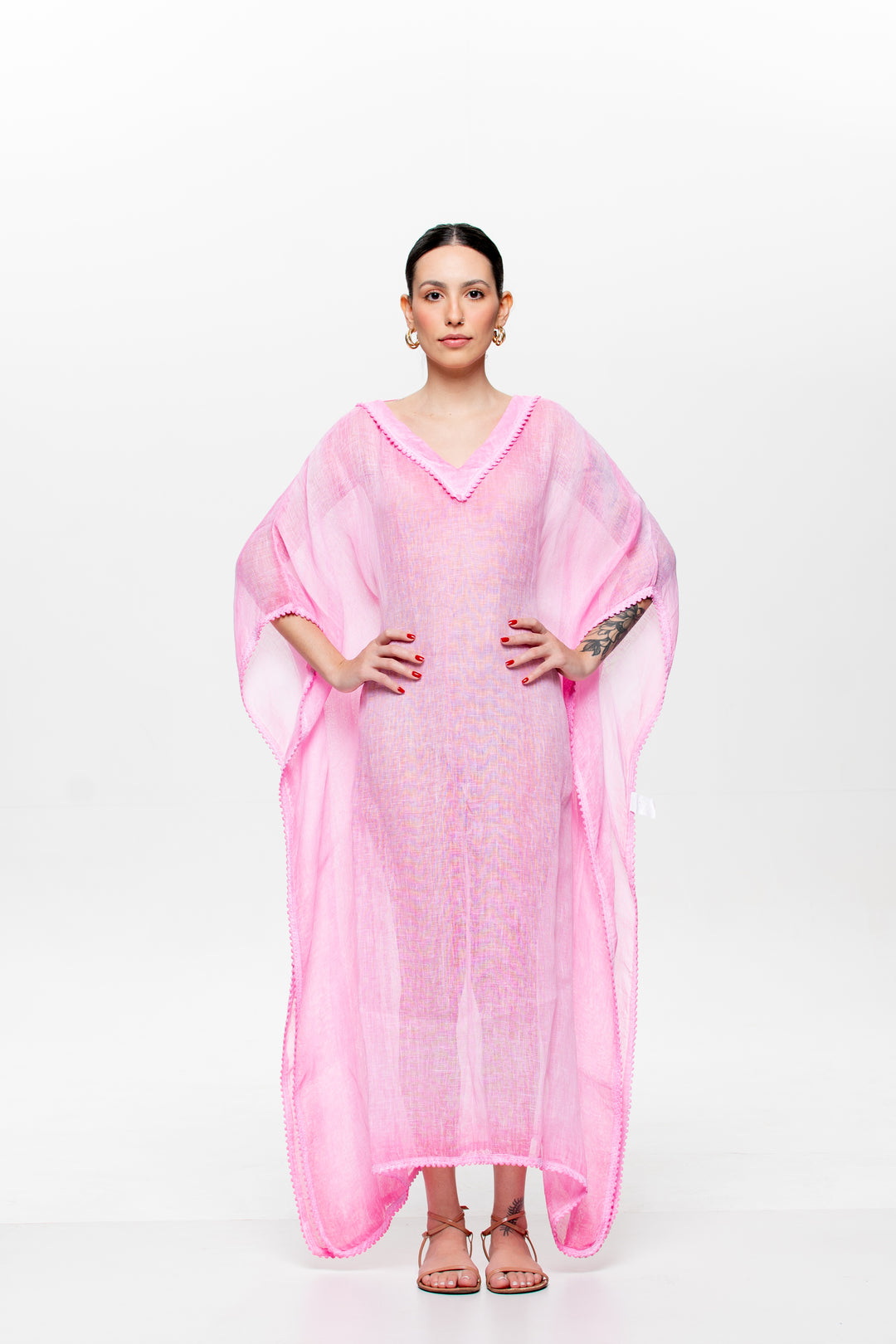 Kaftan Trancoso Longo Rosa Chiclete