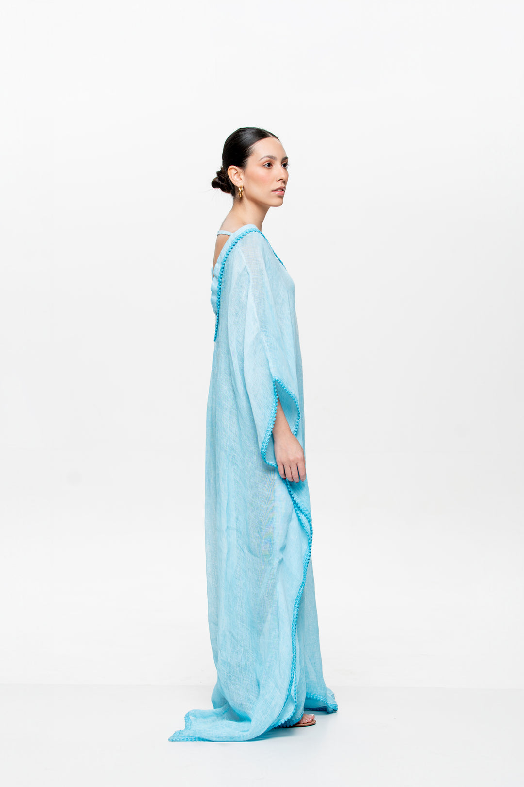 Kaftan Trancoso Longo Azul Claro