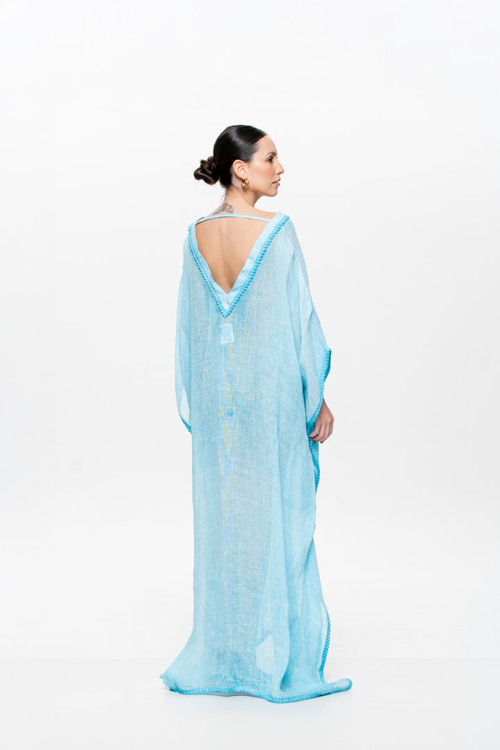 Kaftan Trancoso Longo Azul Claro