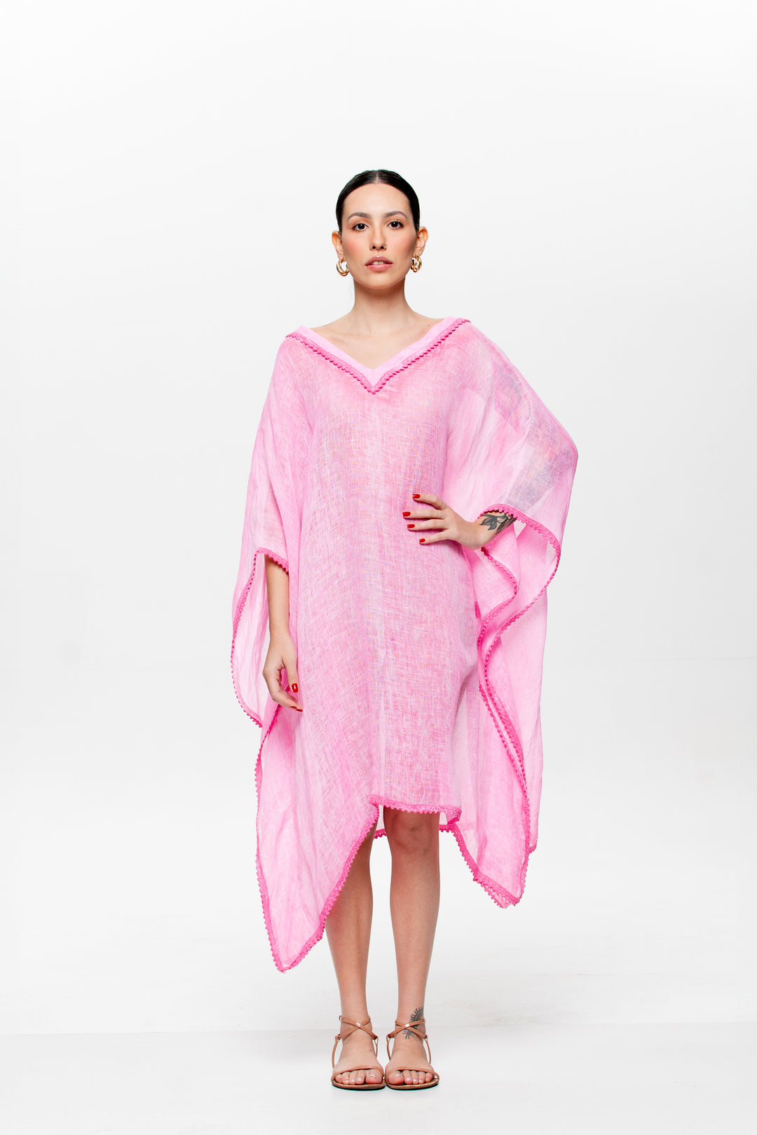 Kaftan Trancoso Rosa Chiclete