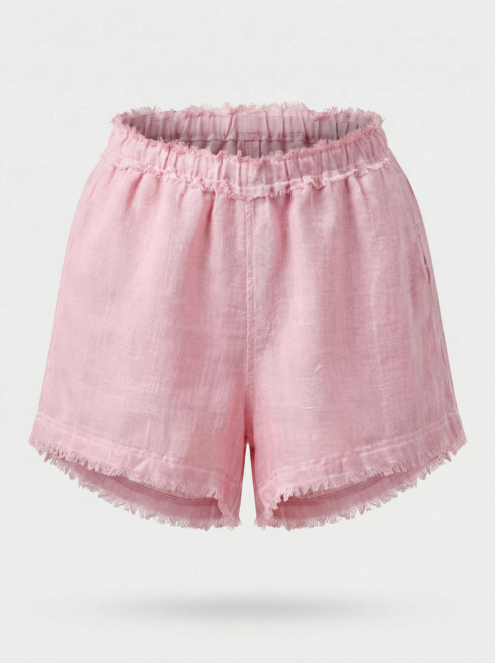 Shorts Gaia Gaze de Linho Rosa Claro