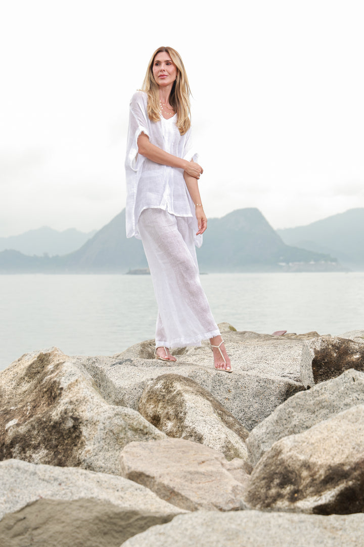 Blusa Gaia Gaze de Linho Branco