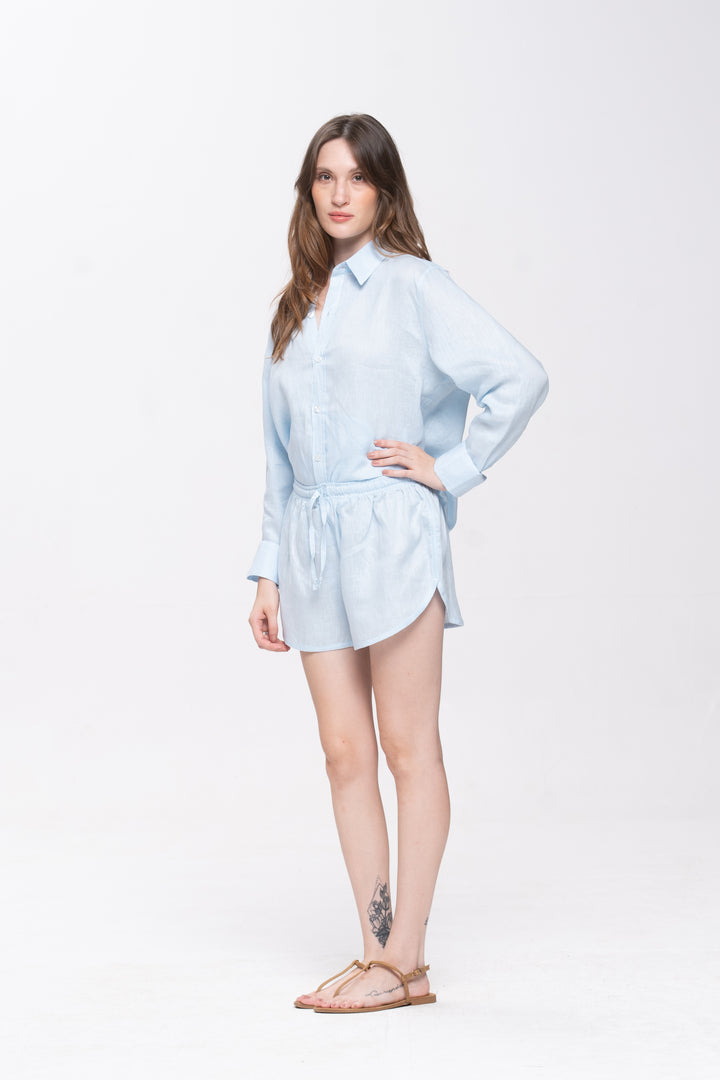 Shorts Boxer Sohoo Linho Azul Claro