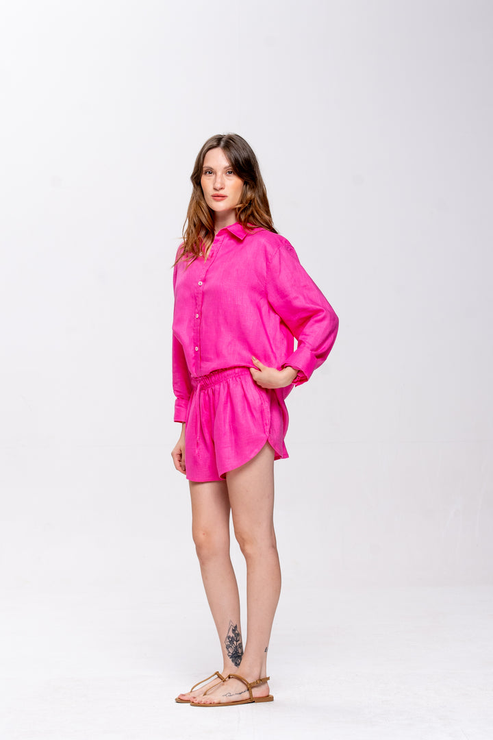 Shorts Boxer Sohoo Linho Rosa Pink