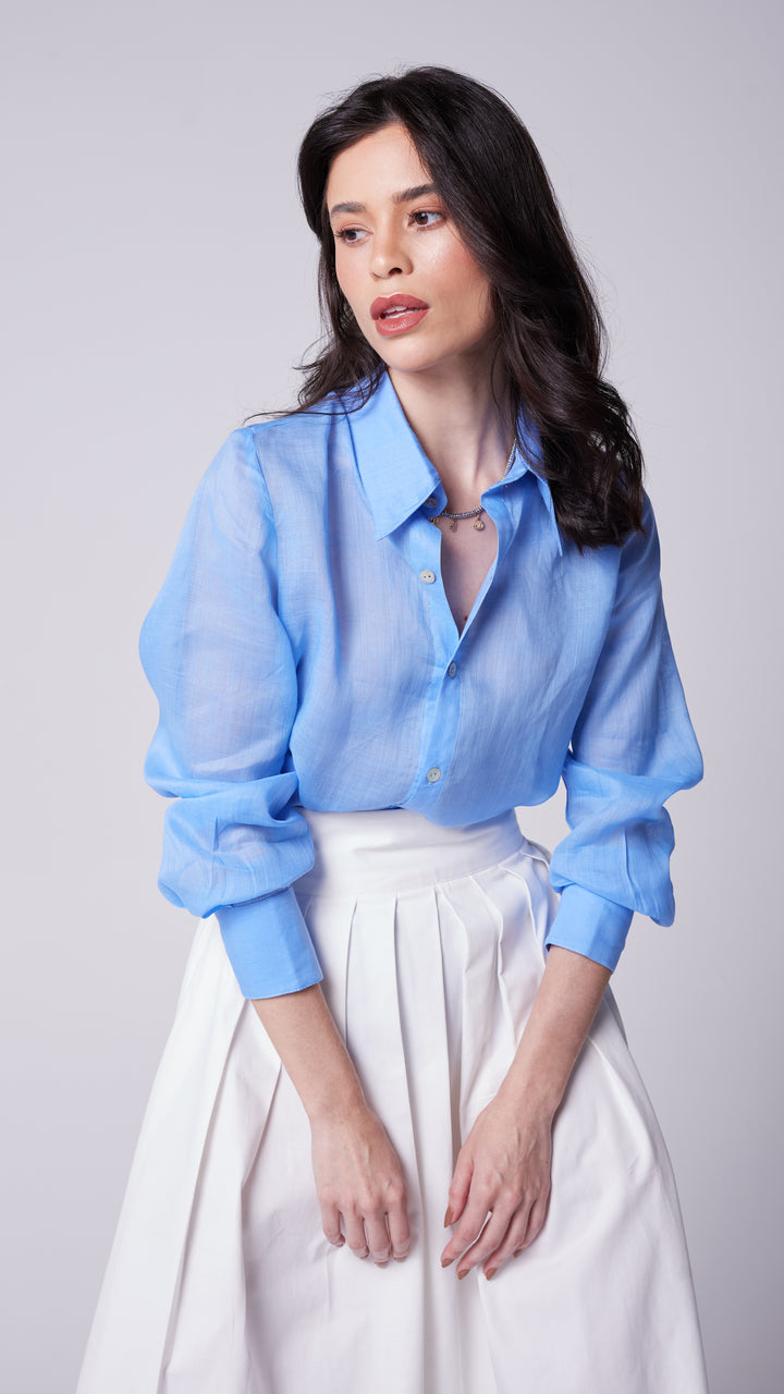 Camisa Quitéria Rami Azul Caribe