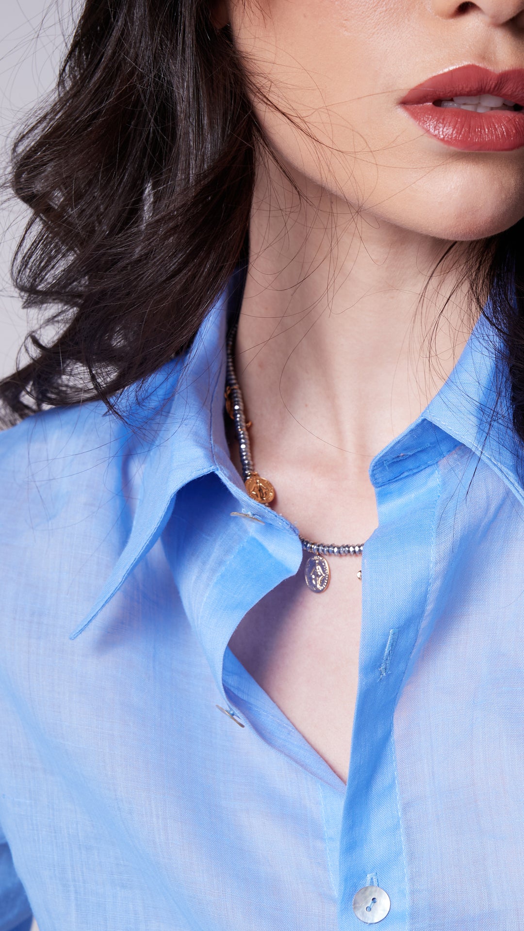 Camisa Quitéria Rami Azul Caribe