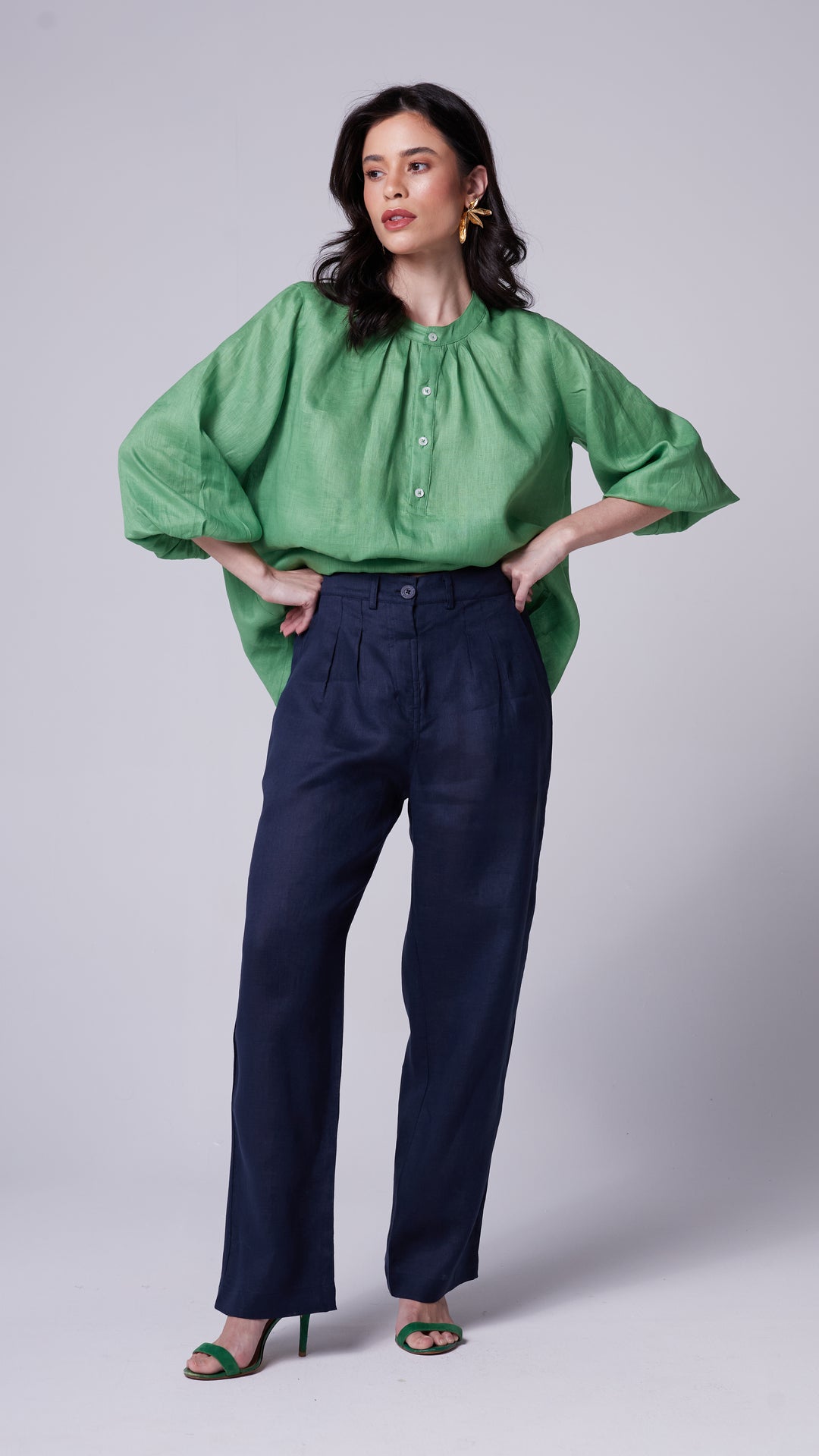 Calça Quitéria Linho Azul Marinho
