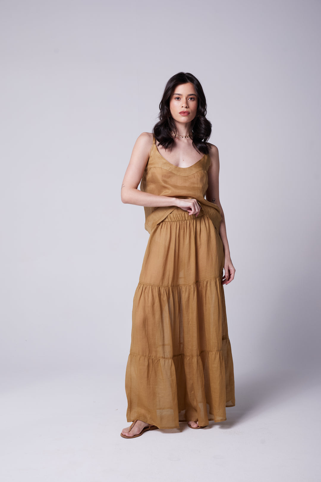 Brigite Green Linen Gauze Skirt