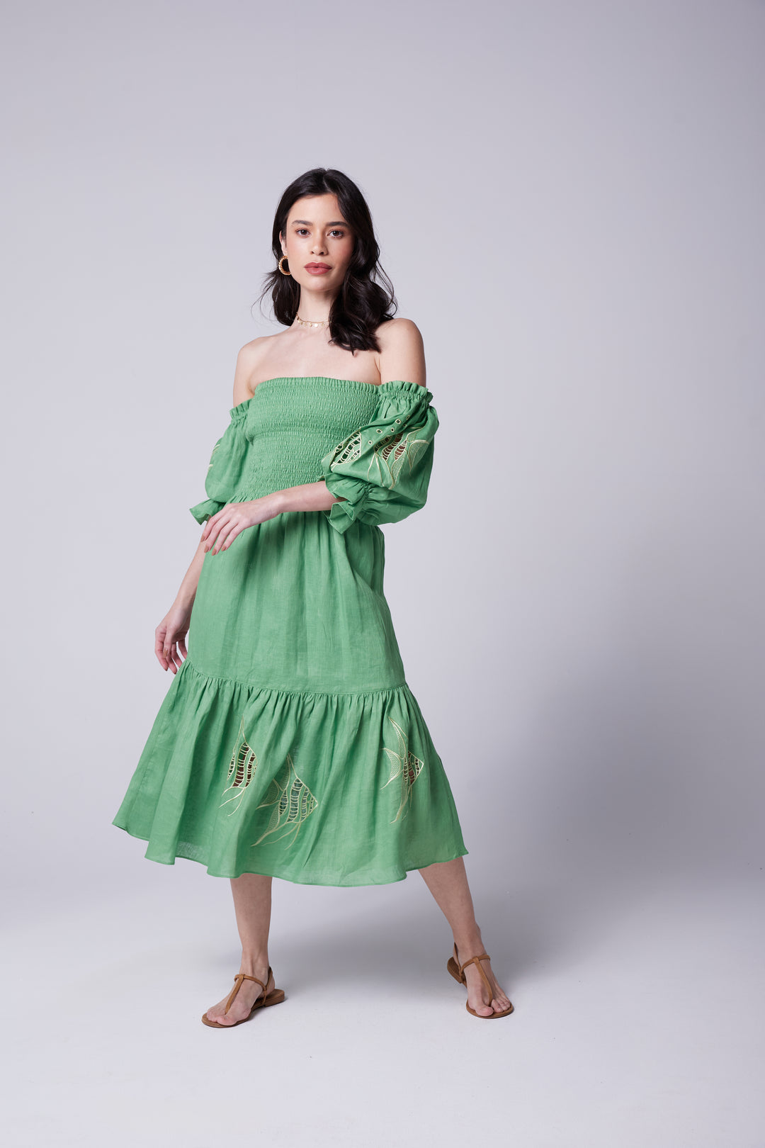 Vestido Lastex Oceano Linho Peixes