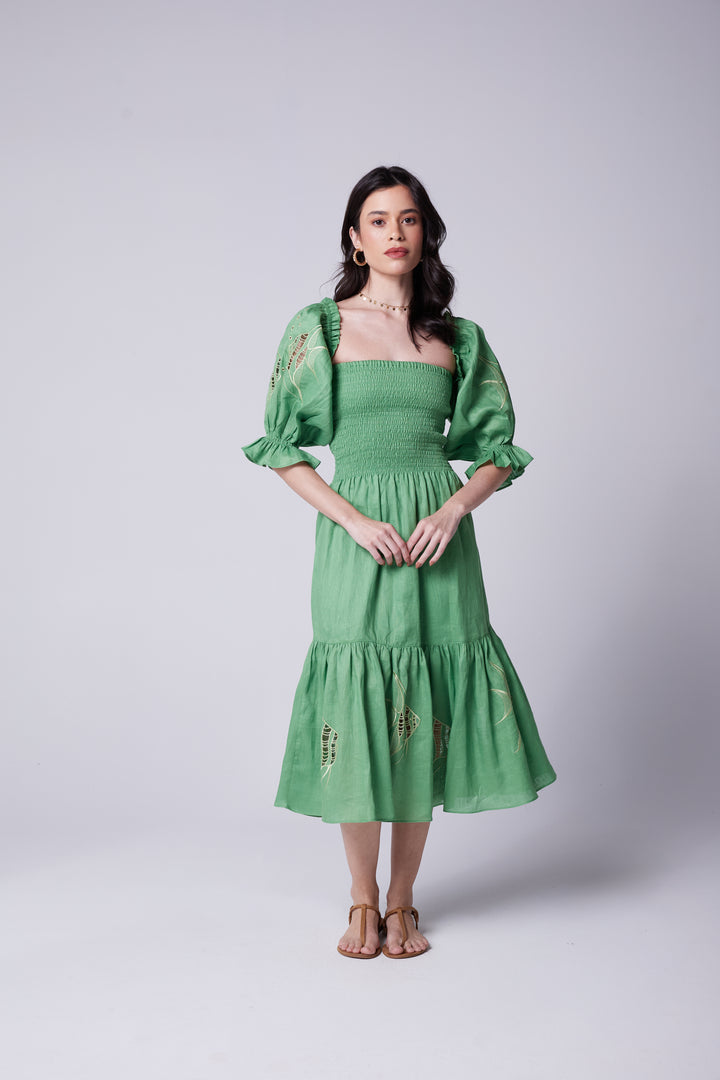 Vestido Lastex Oceano Linho Peixes