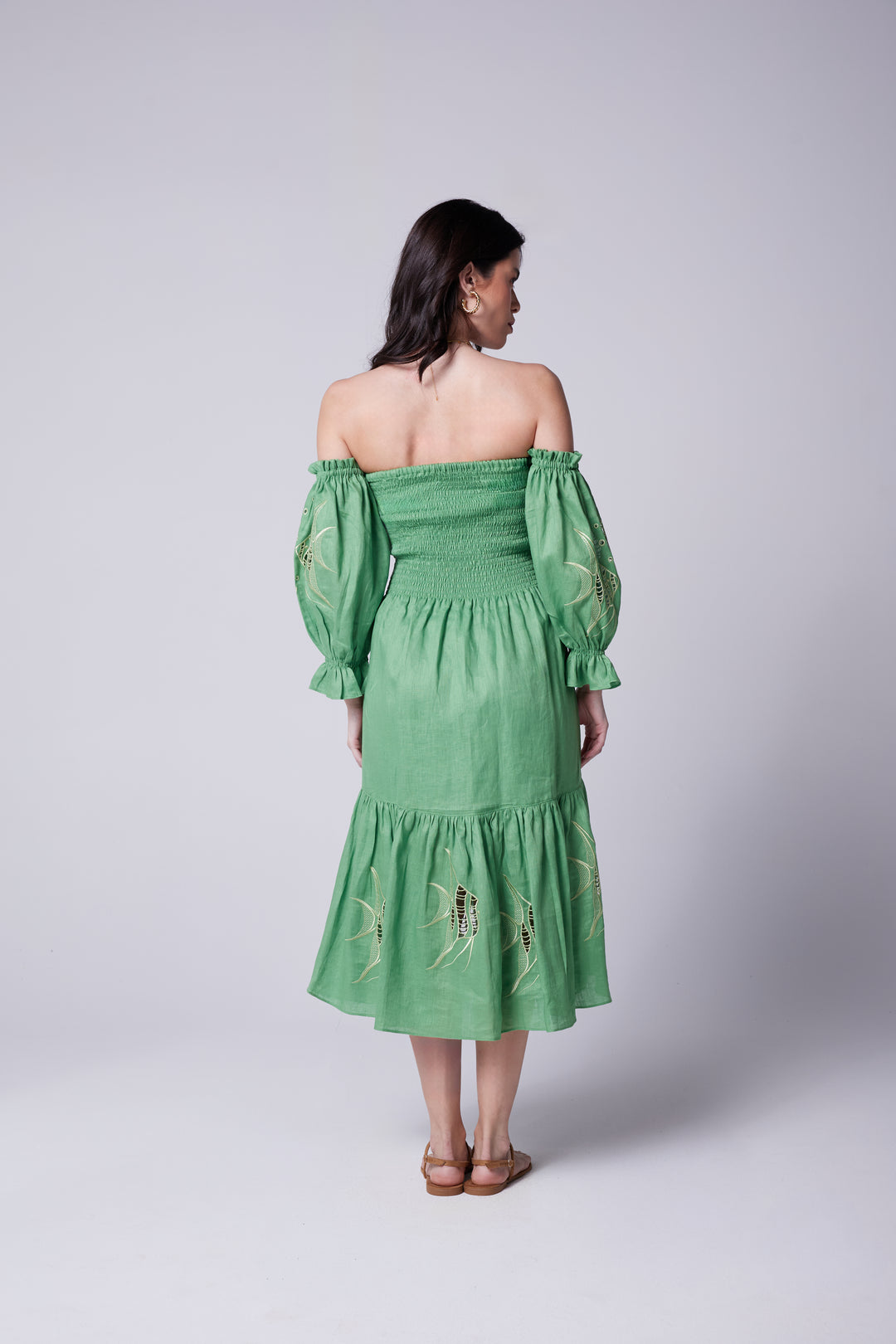 Vestido Lastex Oceano Linho Peixes