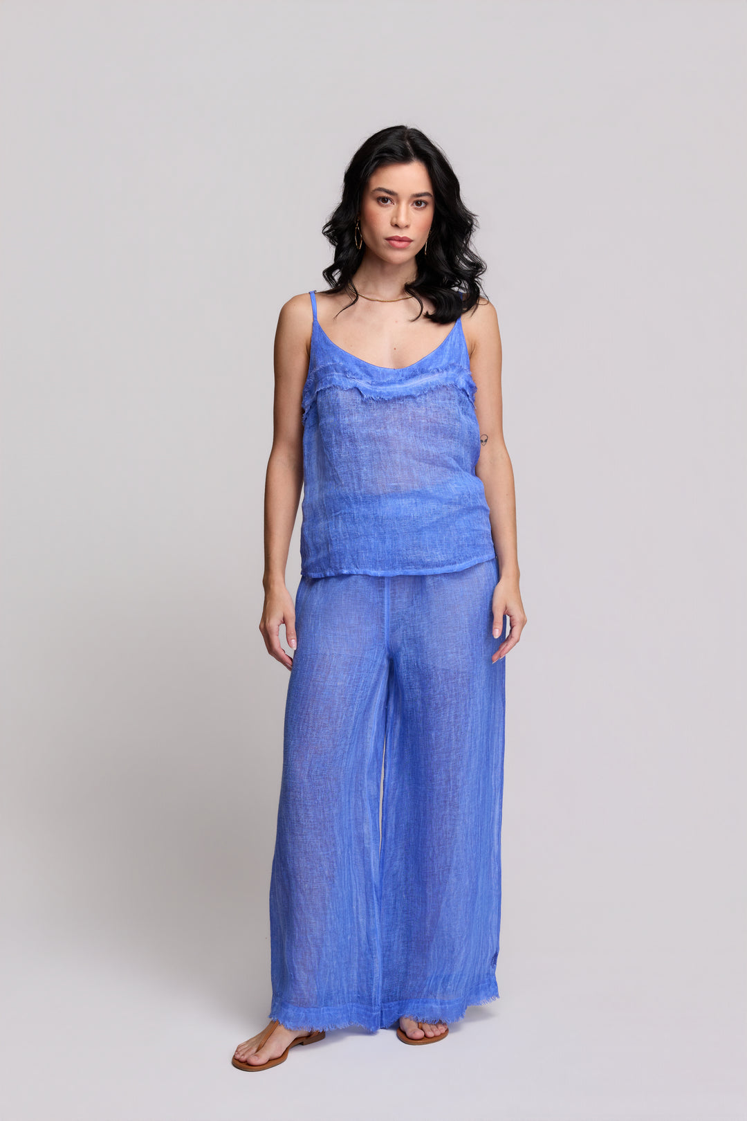 Calça Gaia Gaze de Linho Azul Anil