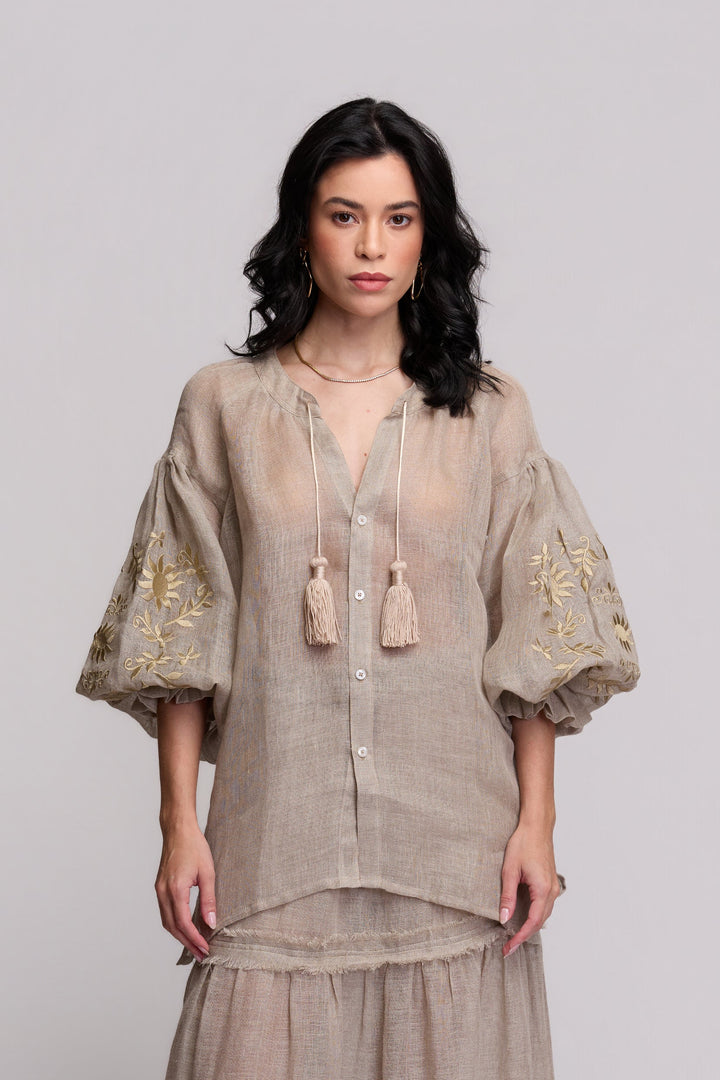 Valentina Beige and Beige Dress