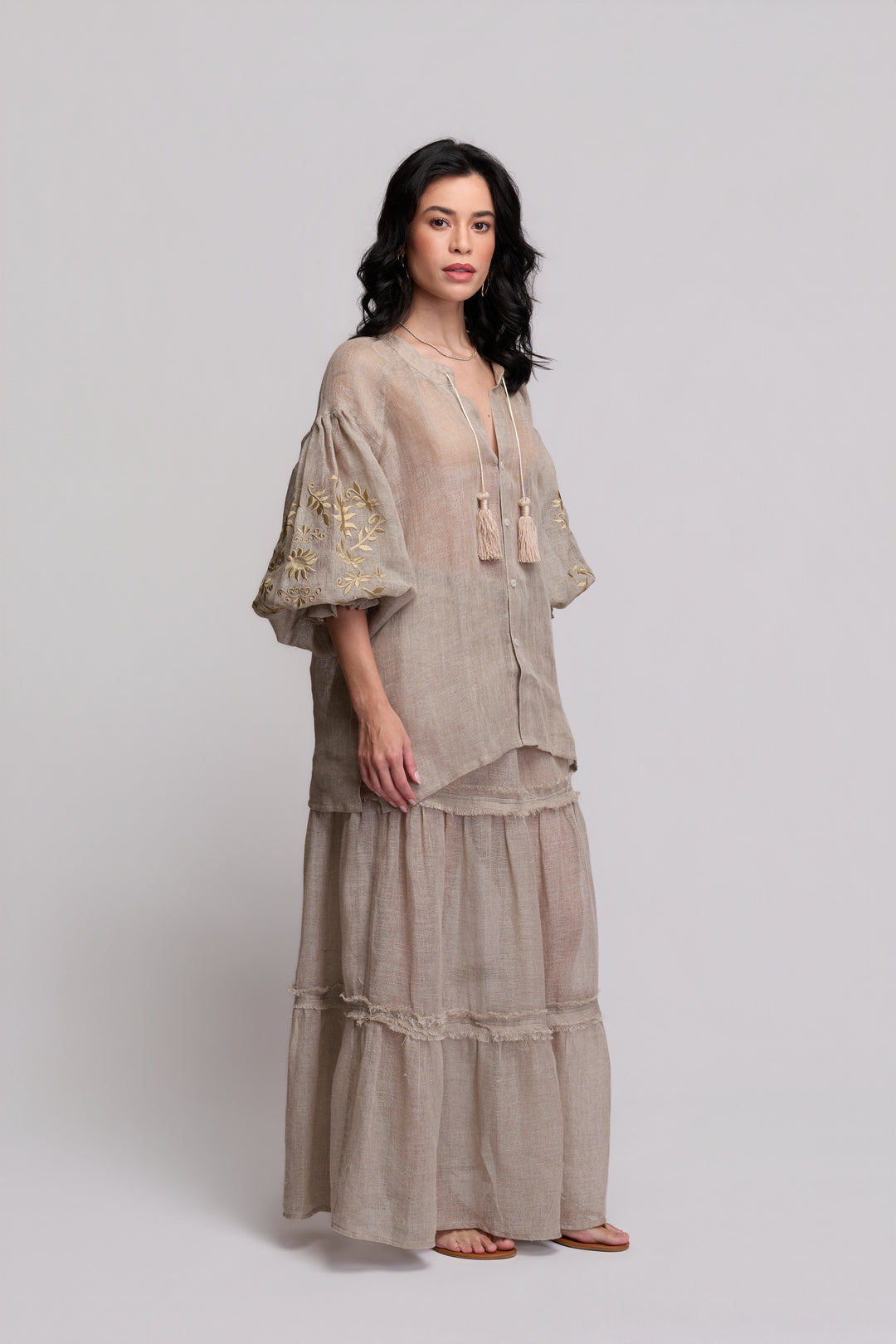 Valentina Beige and Beige Dress