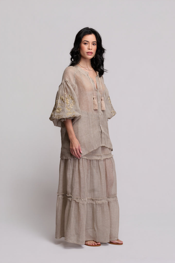 Valentina Beige and Beige Dress