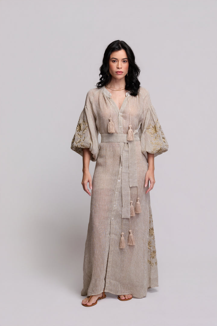 Valentina Beige and Beige Dress