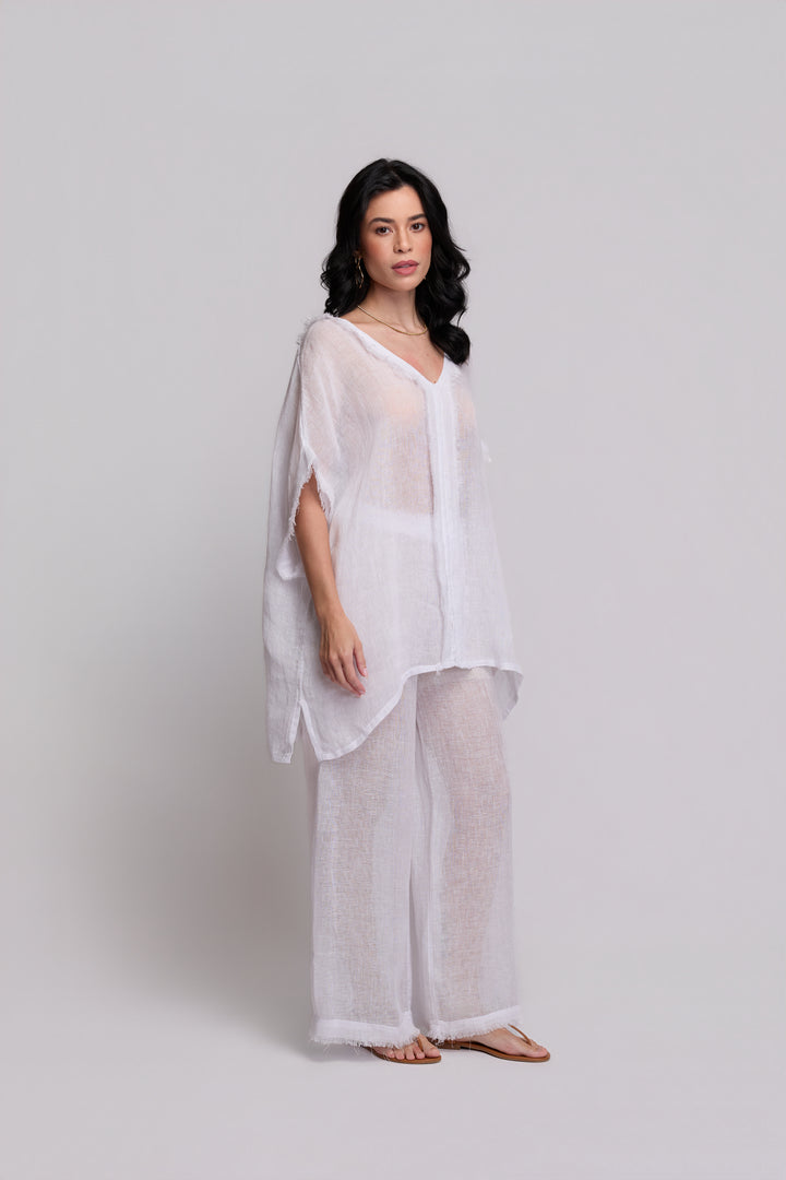 Blusa Gaia Gaze de Linho Branco