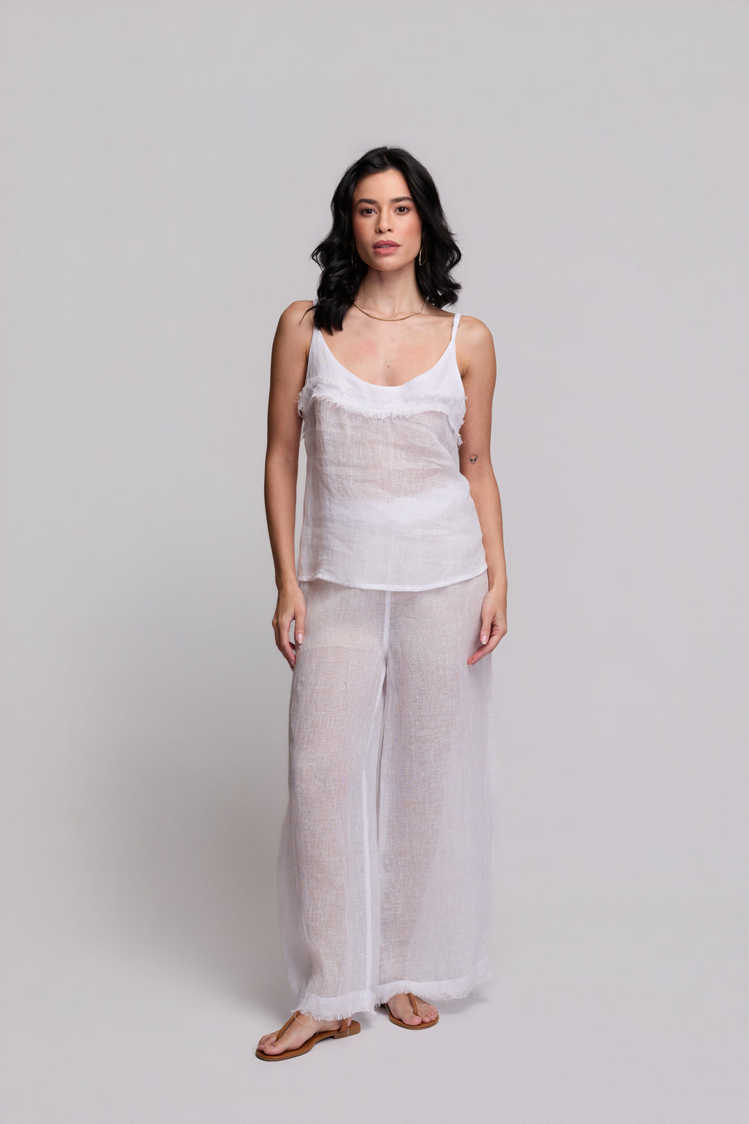 Calça Gaia Gaze de Linho Branco
