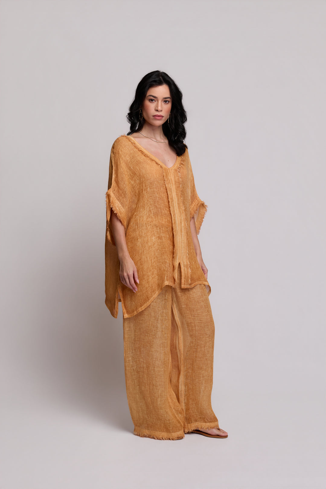 Calça Gaia Gaze de Linho Caramelo